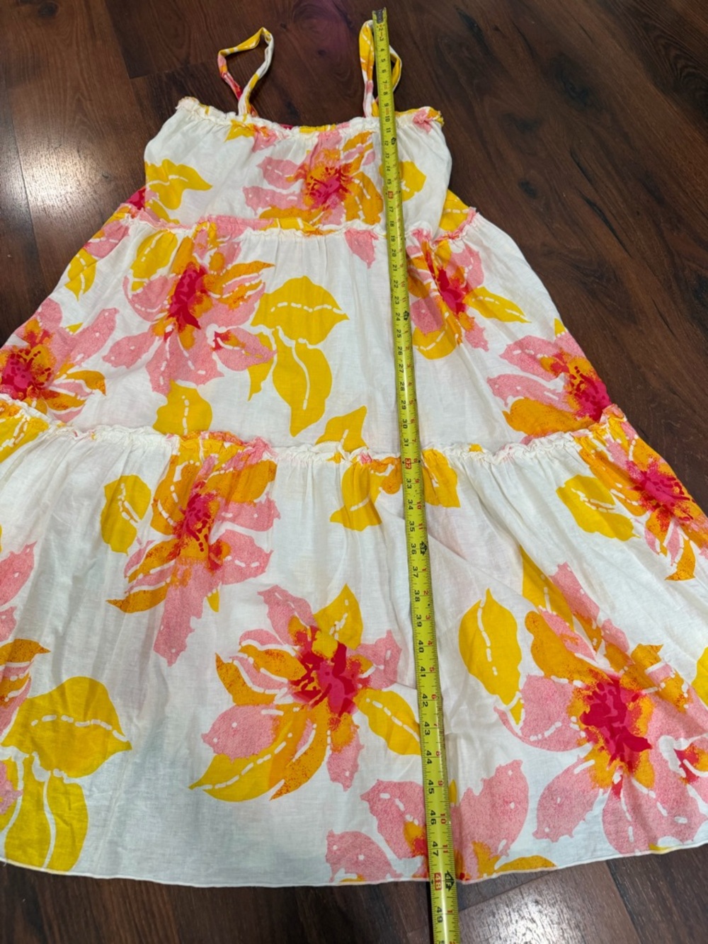 Free People Moonshine Linen Blend Sundress Floral Tiered Women's XS Yellow - Picture 5 of 9